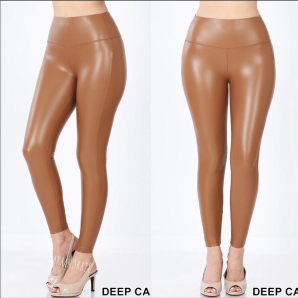 Burgundy Faux Leather Leggings - Picture 6 of 8